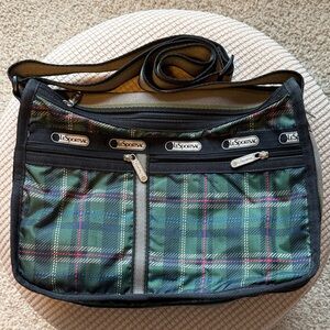 LeSportsac Green Plaid Crossbody